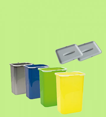 TIENDA EURASIA 36 l - nero carta - vetro - plastica Pattumiera per raccolta differenziata Confezione da 3 secchi per raccolta differenziata 